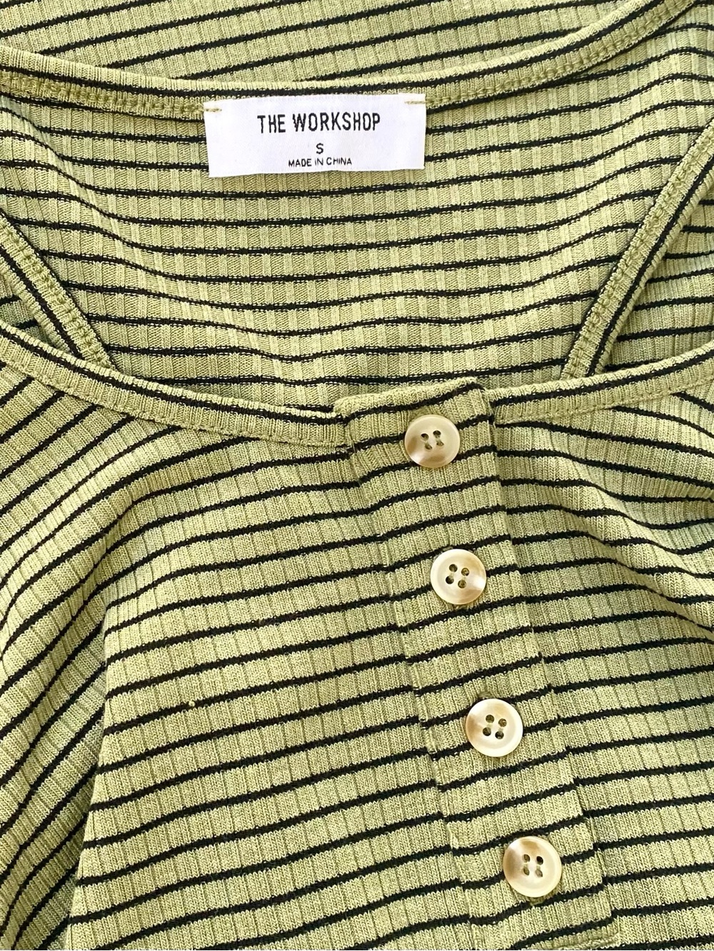 The Workshop NWT Ribbed Henley Striped Maxi Dress in Olive Black, Size S - Picture 5 of 9